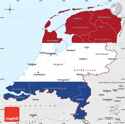 flag simple map of netherlands single color outside borders and labels flag centered
