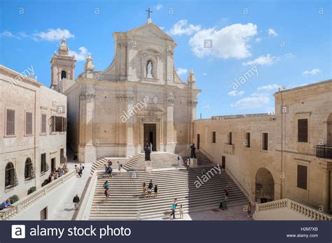 The citadel during the quarantine. Cathedral, Cittadella, Victoria, Gozo, Malta Stock Photo ...