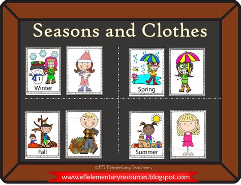 Efl Elementary Teachers Seasons And Clothes