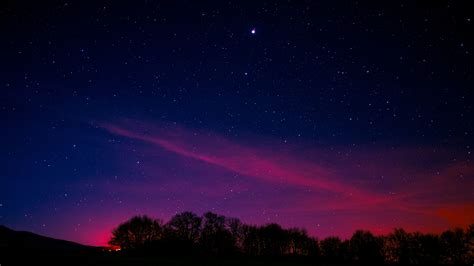 Download 1920x1080 Wallpaper Blue Pink Sky Starry Night Nature Full