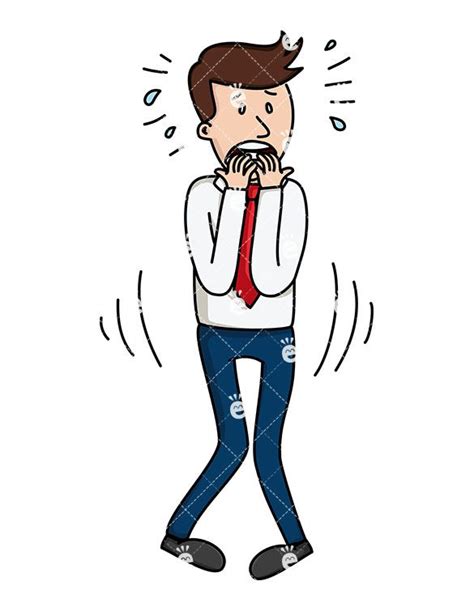 Panicked Business Man Biting Nails Cartoon Vector Clipart