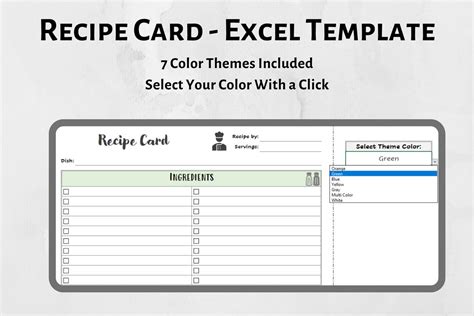 Recipe Card Template Excel