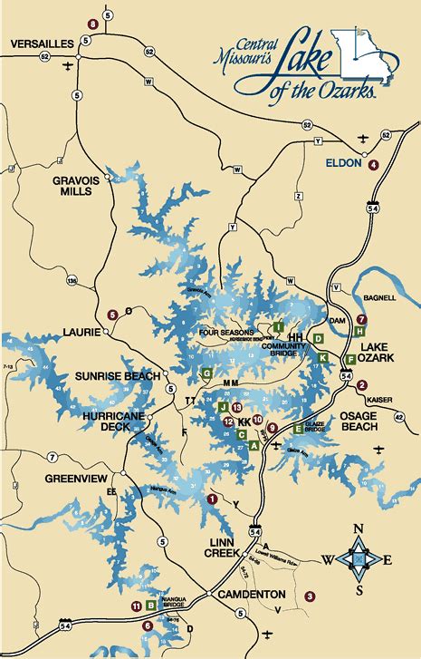 Printable Lake Of The Ozarks Mile Marker Map 2023