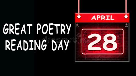 28 April Great Poetry Reading Day Neon Text Effect On Bricks