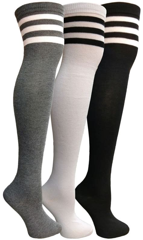 24 Wholesale Yacht And Smith Womens Over The Knee Referee Thigh High Boot Socks At