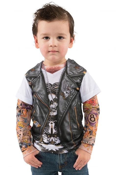 Faux Real Toddler Tattoo Biker Tee With Images Biker Costume Biker