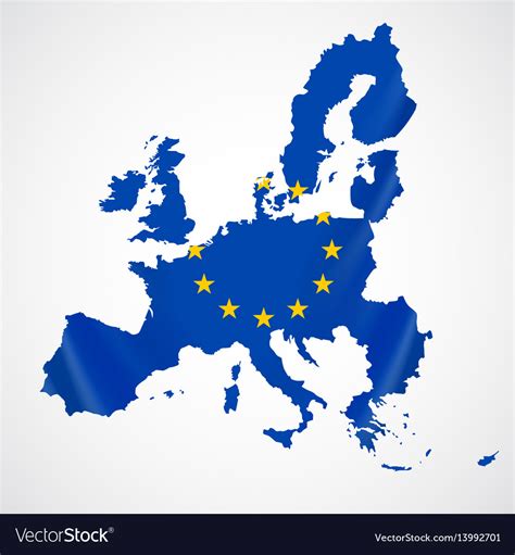 Map European Union And Eu Flag Royalty Free Vector Image