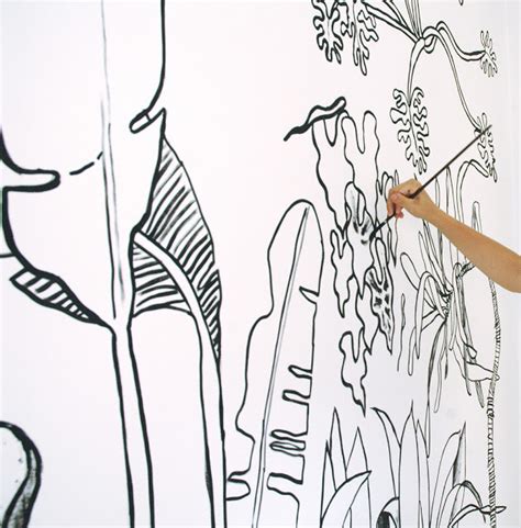 Weekend Project Idea Hand Drawn Botanical Mural Poppytalk Diy Wall