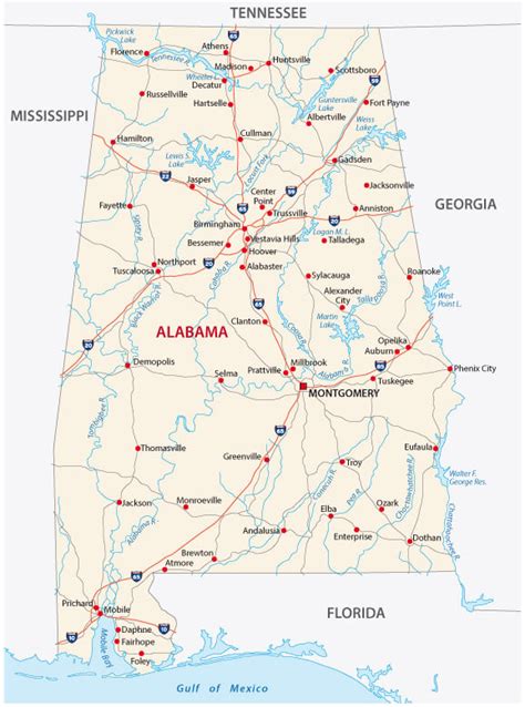 Alabama Cities Map Stock Illustration Illustration Of