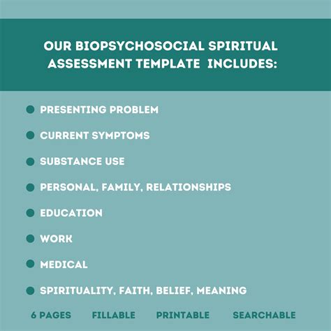 Biopsychosocial Spiritual Assessment Template Editable Fillable