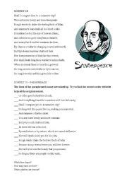 Learn vocabulary, terms and more with flashcards. English worksheet: Shakespeare´s sonnet 18