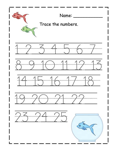 Kindergarten Tracing Numbers Worksheet