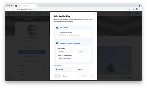 Guide: Hire Me Availability - Behance Helpcenter
