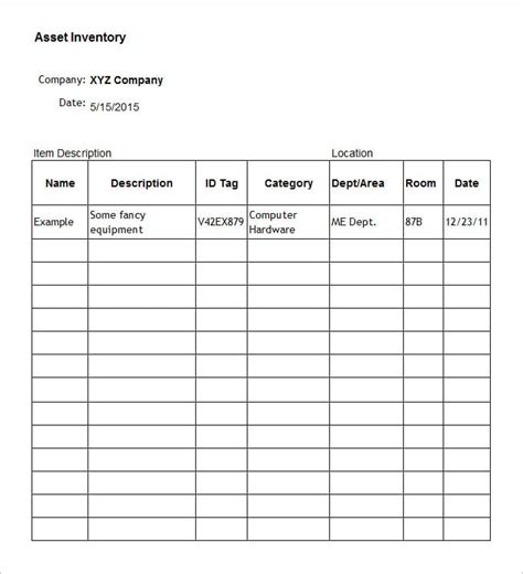 14 Asset Inventory Templates Free Excel Pdf Documents Download