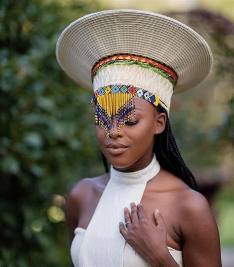 Clipkulture Gorgeous Bride In Zulu Isicholo Hat With Beaded Veil