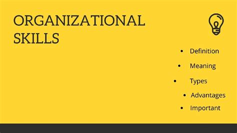 Organizational skills can be termed as a set of skills that help you achieve your higher goals in life. Organizational Skills - Meaning, Types, Advantages with ...