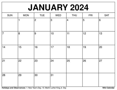 2024 January Calendar Planner Template Free Download Free Printable