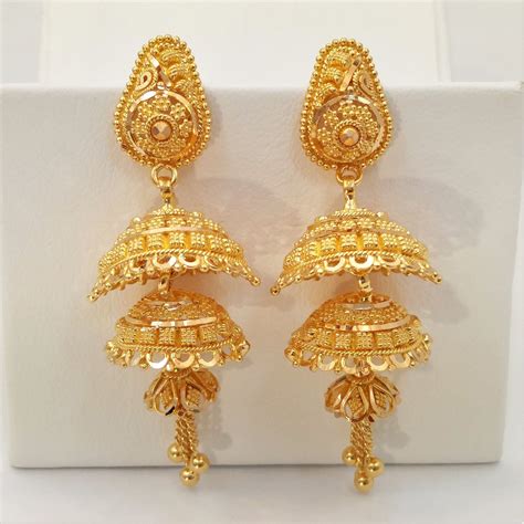 Goldshine K Solid Yellow Gold Earrings Jewelry Chandelier Etsy