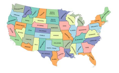 The Equal Area States Of America Lower 48 Rimaginarymaps