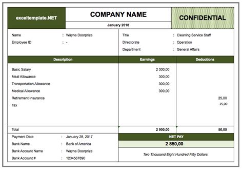 10 Pay Advice Template Excel Sample Templates