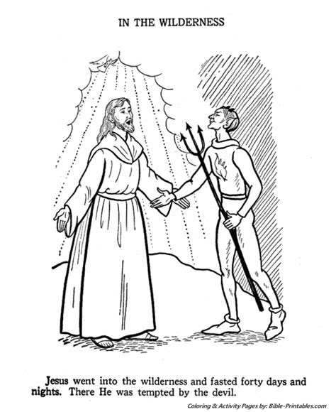 Jesus Is Tempted In The Wilderness Bible Coloring Pages Bible