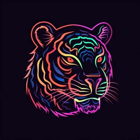 Premium Ai Image Neon Style Tiger Head Logo