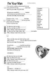 English Worksheets Song Im Your Man By Enrique Iglesias