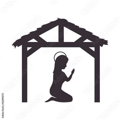 Virgin Mary On Her Knees Praying Silhouette Vector Illustration Buy