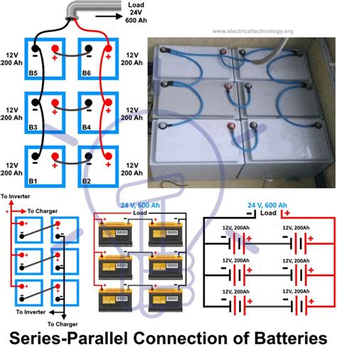 Series, Parallel and Series-Parallel Connection of Batteries - Diagrams
