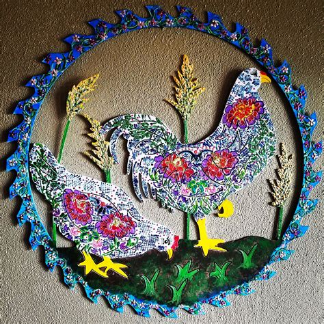 The recycled scrap metal chickens would look good wandering around your flower garden. Chicken metal art, chicken wall decor, pretty chickens, pet chickens, chickens, chicken wall art ...
