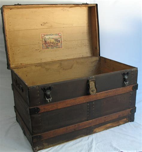 1900s Antique Steamer Trunk Large Turn Of The Century Canvas Etsy