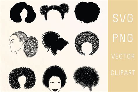Natural Curly Hair Afro Hair Clipart Graphic By Pretty Decadent