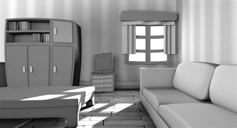 Black And White Cartoon Living Room 3d Model 99 C4d Free3d