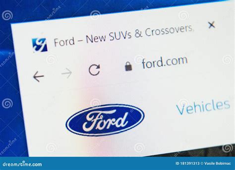 Sitio Web De Ford Foco Selectivo Foto De Archivo Editorial Imagen