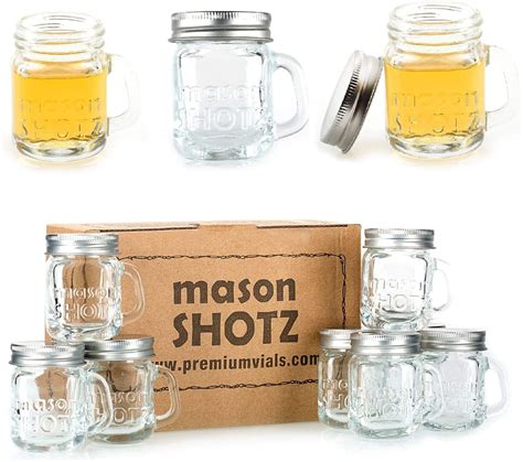 Amazon Premium Vials Mini Mason Jar Shot Glasses With Handles Set Of 8 Leak Proof Lids