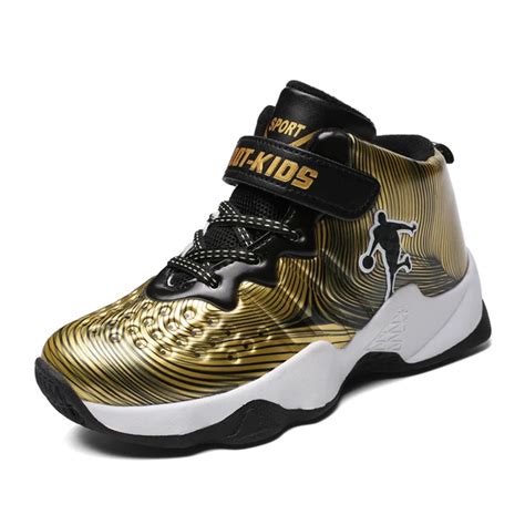 2018 New Style Pu Leather Boys Basketball Shoes Kids Outdoor Sport