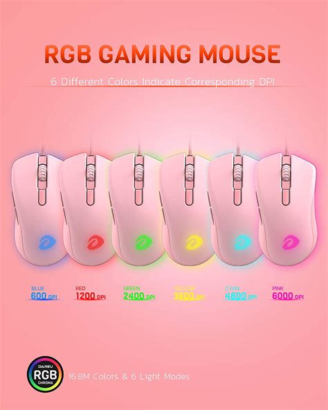 Buy Dareu Wired Pink Gaming Mouse 6400dpi6 Programmable Buttons