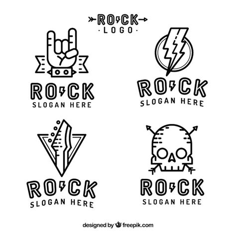 Free Vector Rock Logos Collection In Flat Style In 2023 Logo