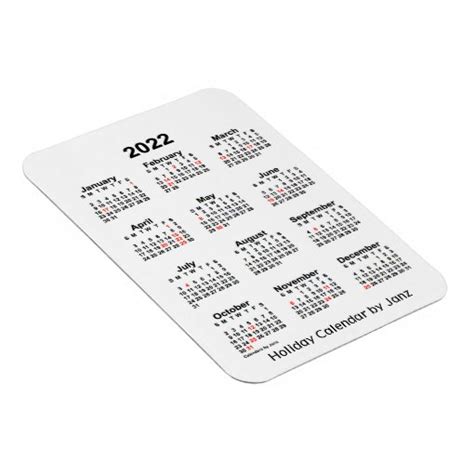 2022 White Holiday Calendar By Janz Magnet Zazzle