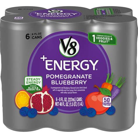V8 V Fusion Energy Pomegranate Blueberry Vegetable And Fruit Juice 8
