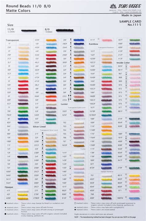 Miyuki Delica Beads Color Chart
