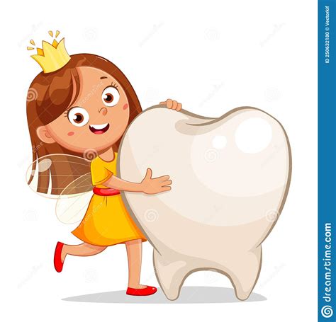 Cute Little Tooth Fairy With Crown Cheerful Fairy Cartoon Character In