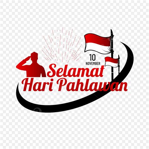 Greeting Text Of Hari Pahlawan With Red Silhouette People Pahlawan