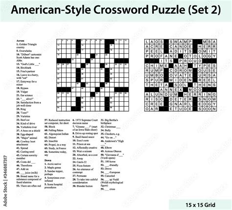American Style Crossword Puzzle With A 15 X 15 Grid Includes Blank Crossword Grid Clues And