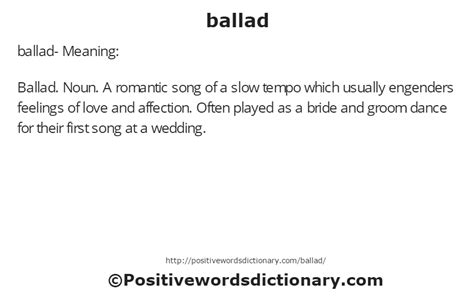 Ballad Definition Ballad Meaning Positive Words Dictionary