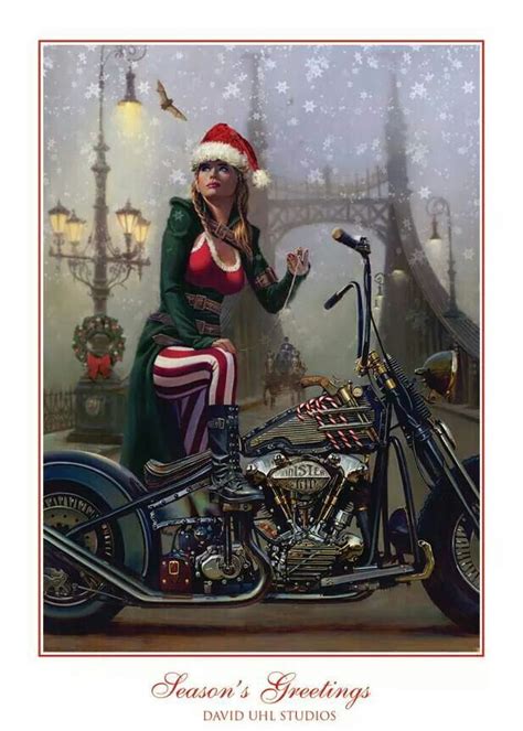 Merry Christmas By David Uhl Harley Davidson Artwork Motorbike Art