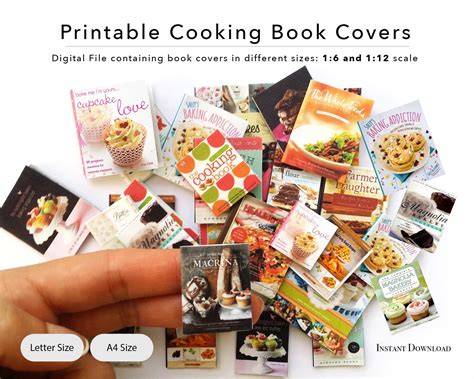 Printable Miniature Dollhouse Cooking Book Covers Digital Etsy