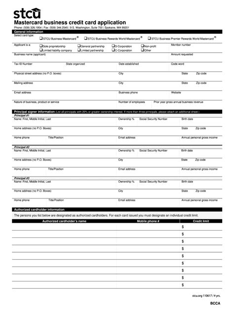 Check spelling or type a new query. STCU Mastercard Business Credit Card Application 2017 - Fill and Sign Printable Template Online ...