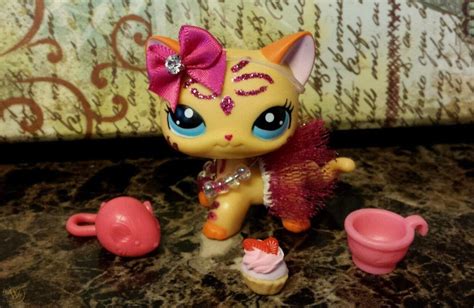 Littlest Pet Shop Lot ♡ 2118 Pink Sparkle Glitter Orange Cat ♡ Custom