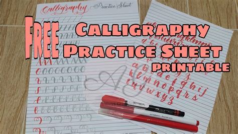 Logo calligraphy downloadable number & symbol sheets. FREE CALLIGRAPHY PRACTICE SHEET PRINTABLE - YouTube